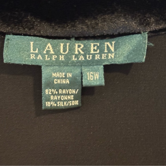 Lauren Ralph Lauren black velvet button up blouse shirt, top jacket size 16W - Picture 8 of 9